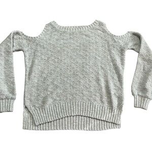 Hollister Women's Oatmeal Cold Shoulder Sweater Size Small Y2K 2000s